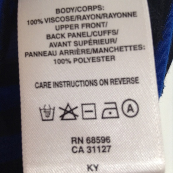 DKNYC blue & black striped top with cap sleeves - Picture 5 of 6